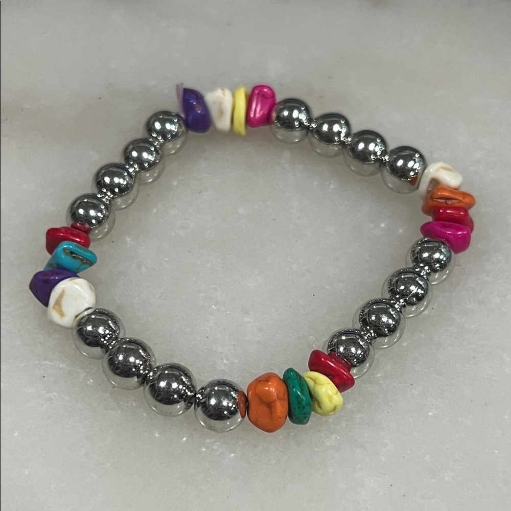 Colorful Turquoise Beaded Stretch Bracelet